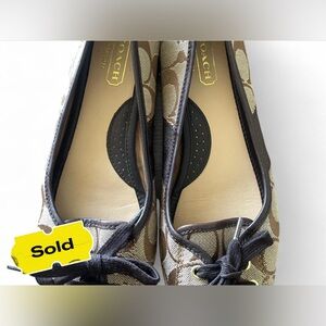 Coach Signature Josie Canvas Flats Women’s Brown Logo Lace up Bow Shoes Y2K